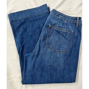Chicos Trouser‎ Jean US Size 14P 2.5P Wide Leg Cropped Blue Denim Jeans
